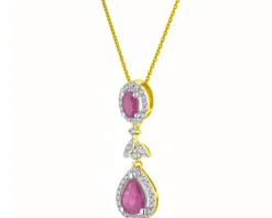 Zawieszka z żółtego złota z brylantami i rubinami - próba 585