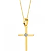 Zawieszka z żółtego złota z brylantem - krzyż - 0,008 ct - próba 375