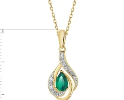 Zawieszka z żółtego złota z brylantami i szmaragdem syntetycznym - próba 585