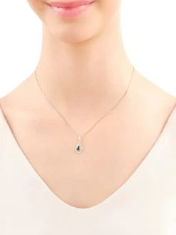 Zawieszka z żółtego złota z brylantami i szmaragdem syntetycznym - próba 585