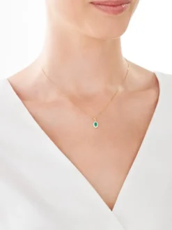 Zawieszka z żółtego złota z brylantami i szmaragdem - próba 585