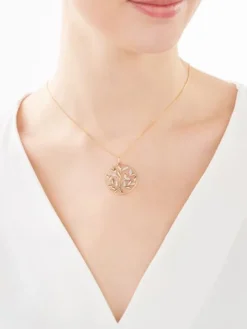 Zawieszka z żółtego złota z brylantami - drzewko - 0,01 ct - próba 375