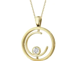 Zawieszka z żółtego złota z brylantem - koło - 0,01 ct - próba 375