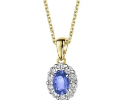 Zawieszka z żółtego złota z brylantami i tanzanitem - próba 585