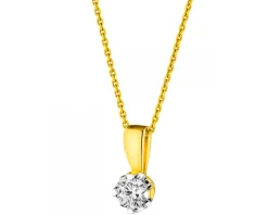 Zawieszka z żółtego złota z brylantem - 0,18 ct - próba 750