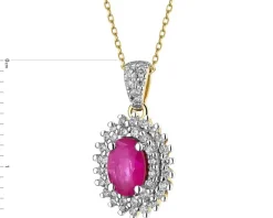 Zawieszka z żółtego złota z brylantami i rubinem - próba 585