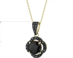 Zawieszka z żółtego złota z czarnymi brylantami i onyksem - próba 585