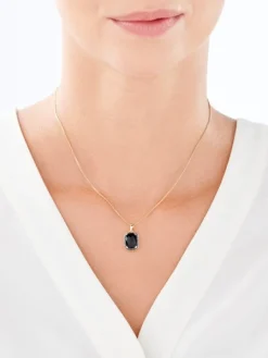 Zawieszka z żółtego złota z czarnymi brylantami i onyksem - próba 585