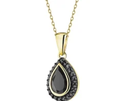 Zawieszka z żółtego złota z czarnymi brylantami i onyksem - próba 585