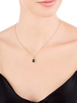 Zawieszka z żółtego złota z czarnymi diamentami i agatem - próba 585