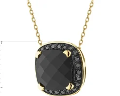 Zawieszka z żółtego złota z czarnymi brylantami i onyksem - próba 585
