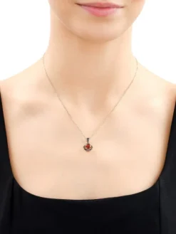 Zawieszka z żółtego złota z czarnymi brylantami i granatem - próba 585