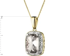 Zawieszka z żółtego złota z diamentami i topazem białym - próba 585