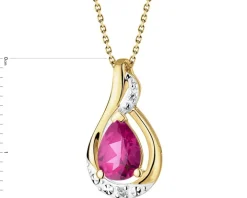 Zawieszka z żółtego złota z diamentami i rubinem syntetycznym - próba 375