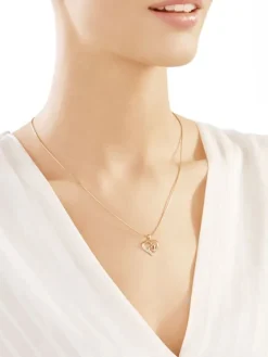 Zawieszka z żółtego złota z diamentami - serca - 0,005 ct - próba 585