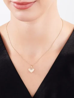 Zawieszka z żółtego złota z diamentem - puzderko - serce - 0,005 ct - próba 585