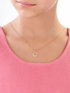 Zawieszka z żółtego złota z diamentami - serce - 0,01 ct - próba 585