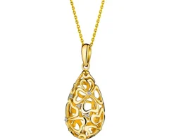 Zawieszka z żółtego złota z diamentami - koniczyny - 0,02 ct - próba 585