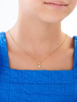 Zawieszka z żółtego złota z diamentami - koniczyna - 0,02 ct - próba 375