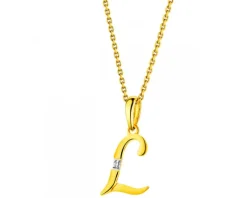 Zawieszka z żółtego złota z diamentem - litera L - 0,004 ct - próba 585