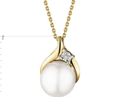 Zawieszka z żółtego złota z diamentem i perłą - próba 375