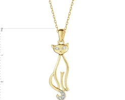 Zawieszka z żółtego złota z diamentami - kot - 0,02 ct - próba 375