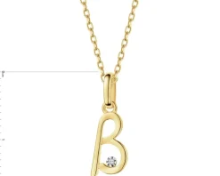Zawieszka z żółtego złota z diamentem - litera B - 0,003 ct - próba 375