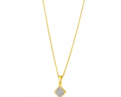 Zawieszka z żółtego złota z diamentami - kwadrat - 0,05 ct - próba 585