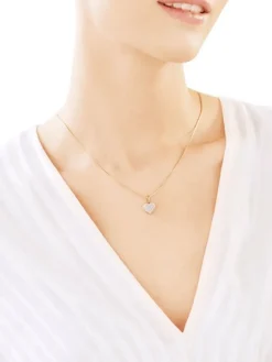 Zawieszka z żółtego złota z diamentami - serce - 0,10 ct - próba 585