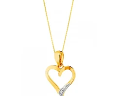 Zawieszka z żółtego złota z diamentem - serce - 0,002 ct - próba 585