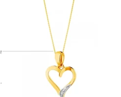 Zawieszka z żółtego złota z diamentem - serce - 0,002 ct - próba 585