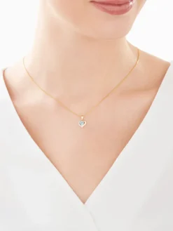 Zawieszka z żółtego złota z diamentem i topazem - serce - próba 585