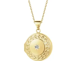 Zawieszka z żółtego złota z diamentem - puzderko - koło - 0,005 ct - próba 375