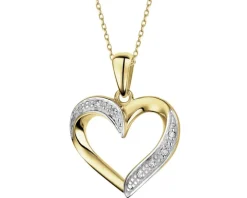 Zawieszka z żółtego złota z diamentami - serce - 0,02 ct - próba 585