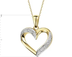 Zawieszka z żółtego złota z diamentami - serce - 0,02 ct - próba 585