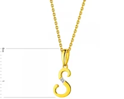 Zawieszka z żółtego złota z diamentem - litera S - 0,004 ct - próba 585