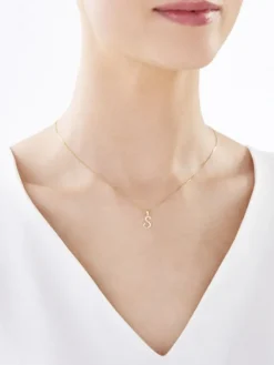 Zawieszka z żółtego złota z diamentem - litera S - 0,004 ct - próba 585