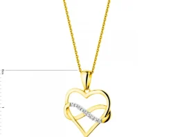 Zawieszka z żółtego złota z diamentami - serce, nieskończoność - 0,01 ct - próba 375