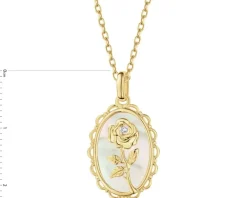 Zawieszka z żółtego złota z diamentem i masą perłową - róża - próba 585