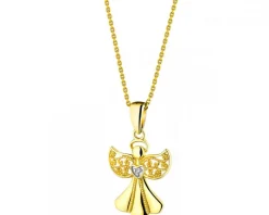 Zawieszka z żółtego złota z diamentem - aniołek - 0,003 ct - próba 375