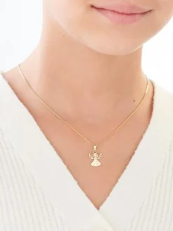 Zawieszka z żółtego złota z diamentem - aniołek - 0,003 ct - próba 375