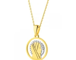 Zawieszka z żółtego złota z diamentami - medalik Matka Boska - 0,009 ct - próba 375