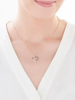 Zawieszka z żółtego złota z diamentami i szafirami - serce - próba 375