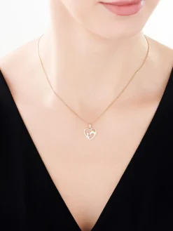 Zawieszka z żółtego złota z diamentami - serce, koń - 0,02 ct - próba 375