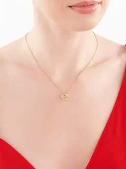 Zawieszka z żółtego złota z diamentami - kwiat - 0,27 ct - próba 585