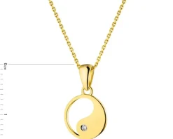 Zawieszka z żółtego złota z diamentem - yin yang - 0,006 ct - próba 375
