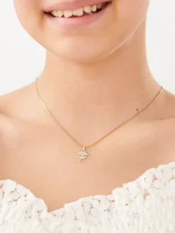 Zawieszka z żółtego złota z diamentami - koniczyna - 0,006 ct - próba 585