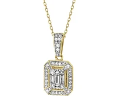 Zawieszka z żółtego złota z diamentami - 0,24 ct - próba 585