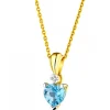 Zawieszka z żółtego złota z diamentem i topazem - serce - próba 375