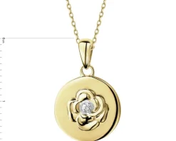 Zawieszka z żółtego złota z diamentem - kwiat - 0,004 ct - próba 375